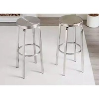 Tabouret de bar pivotant industriel en acier inoxydable 304, siège rond, chaise de pub, tabouret de comptoir réglable en hauteur, tabouret de bar en métal robuste