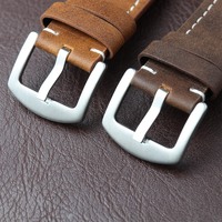 Bracelet de montre en cuir Crazy Horse, cuir véritable ciré, bracelet de montre vintage, boucle brossée, 19/20/22 mm, libération rapide, OEM personnalisé
