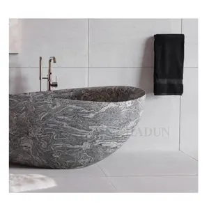豪华实心石材白色大理石浴缸制造商，定制尺寸独立式浴缸