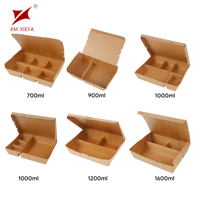 Boîte en papier kraft avec compartiments, conteneur alimentaire, boîte à sauce, poulet frit, restauration rapide, boîte à emporter multifonctionnelle, boîte en papier séparée