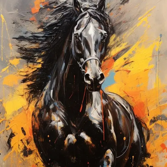 Cavalo correndo arte da parede pintura a óleo da lona animais modernos quadros para decoração de casa sala de estar