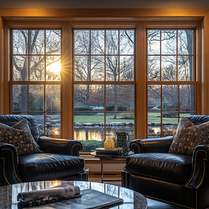 Nhôm ốp gỗ Ba cửa sổ kính cường lực cửa sổ với lưới tản nhiệt và vây móng cho biệt thự - Product Image 6