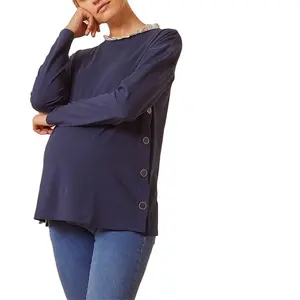 Sweat-shirt d'allaitement pour femmes, vêtement de maternité, sans capuche, pour allaiter son bébé