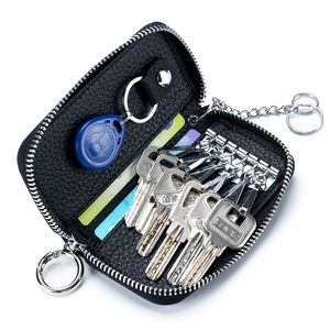 Offres Spéciales multicolore femmes clé de voiture étui en cuir de vachette clés organisateur femme de ménage sept fermeture éclair clé de voiture portefeuilles - Product Image 5