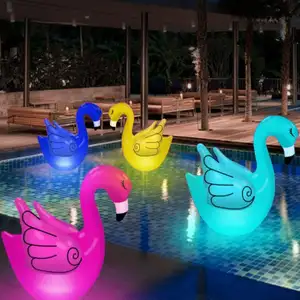 factory hot selling custom SOLAR power led pool light IP68 lighting waterproof inflatable flamingo light with 16 color changing