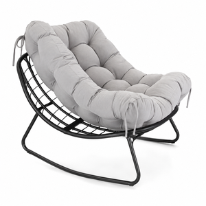 Chaise à <span class=keywords><strong>bascule</strong></span> en promotion avec coussin épais, structure métallique robuste, grande chaise à <span class=keywords><strong>bascule</strong></span> confortable pour patio, balcon - Product Image 2