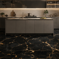 Carreaux de sol de luxe 60x120 en marbre noir de luxe avec des veines dorées audacieuses, carreaux de sol en porcelaine polie pour sol de villa 24x48