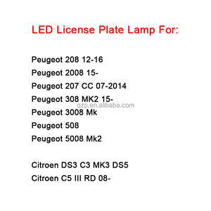 Gran oferta, accesorios de repuesto para montaje de coche, lámpara LED para matrícula para <span class=keywords><strong>Peugeot</strong></span> <span class=keywords><strong>208</strong></span> 2008 207 308 3008 508 5008 - Product Image 2