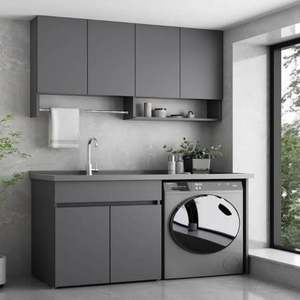 Ensemble de meuble-lavabo de salle de bain de luxe avec lavabo, meubles pour hôtel et appartement, salle de bain moderne, tiroirs muraux, ardoise - Product Image 5