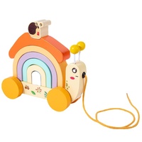 Blocs de construction en bois Beiyang Snail Trailer pour l'éducation précoce des jeunes enfants, jouets arc-en-ciel pour la reconnaissance des couleurs