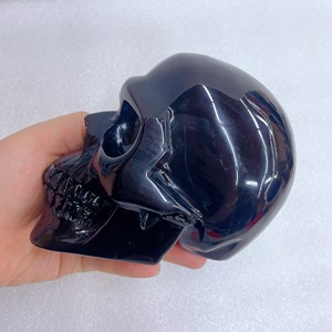 Calaveras de <span class=keywords><strong>Obsidiana</strong></span> Negra Natural Pulida, Coleccionables para el Hogar, Meditación, Regalo para Días Festivos y Halloween - Product Image 4
