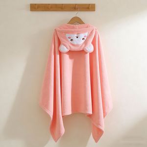 Serviette de bain à capuche pour enfants en polaire corail 70x140cm, absorbante, douce et portable pour les enfants - Product Image 1