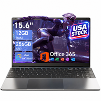 Stock disponible aux États-Unis, ordinateur portable 15,6 pouces, Intel Celeron J4105, 12 Go de mémoire, 256 Go de SSD, écran FHD IPS, ordinateur portable de bureau, approvisionnement en gros