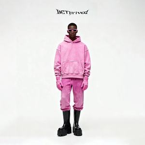 男性用プルオーバービンテージ赤ブランク特大パーカーストリートウェアカスタム刺繍ドロップショルダー - Product Image 1