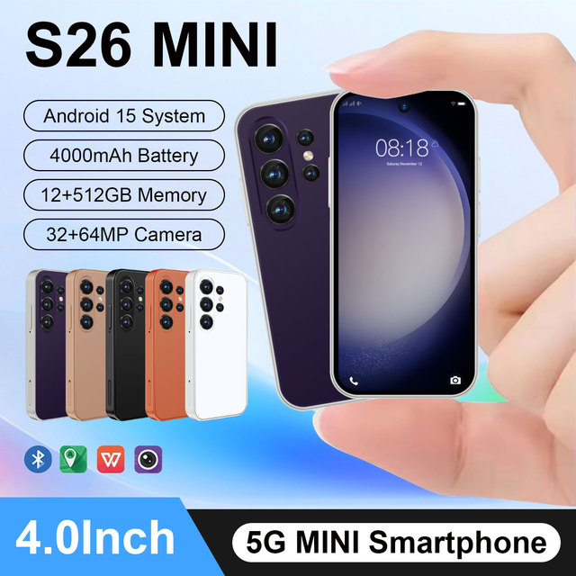 Multilingual S26Mini 5G Gaming Smartphone 4inch 32+64MP Camera Android15 Dual SIM Global