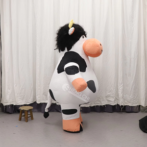 Costume de mascotte gonflable en peluche taille réelle, costume de vache gonflable neutre pour adulte, ensemble de mascotte de vache pour fête - Product Image 2