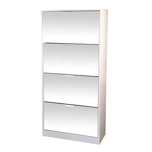 Fast Delivery Fashion Design Super Quality 4 <b>Tier</b> Wood Modern <b>Shoe</b> Cabinet with Mirror - Product Image 4
