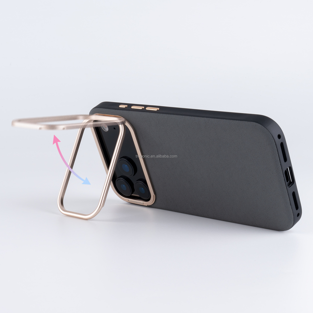 Foldable Stand Magnetic Genuine Leather Phone Case for iPhone 18