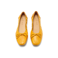 Ballerines vintage en cuir souple pour femmes, chaussures décontractées confortables à bout rond