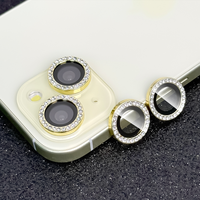 Protecteur d'objectif de caméra en verre trempé anti-rayures diamant étincelant pour iPhone 14 15 16 Pro Max Film d'objectif de caméra en métal brillant