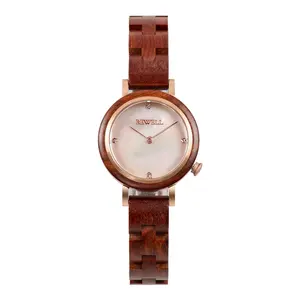 BEWELL bamboo wood watch factory new look like jade stone dial stainless steel back wood quartz watch