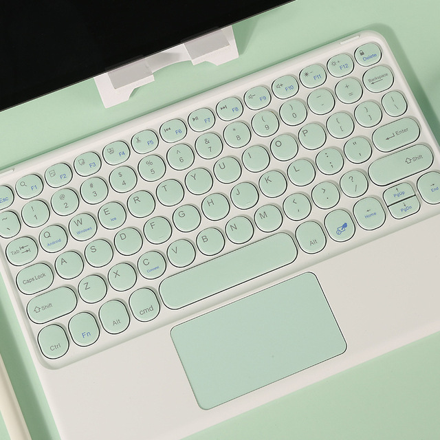 Ultra-thin 10 Inch Universal Mini Slim Wireless Retro Round Key Tablet Keyboard With Touchpad