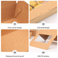 Boîte à lunch jetable haut de gamme en papier kraft imprimée sur mesure avec fenêtre, conteneur ondulé biodégradable pour plats à emporter, boîte alimentaire protectrice