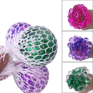 2025 Factory Wholesale High Quality TPR Glitter <b>Beads</b> Stress Mesh Ball Squishy Anti Anxiety Ball Squeeze Toy for Kids Adults - Product Image 4