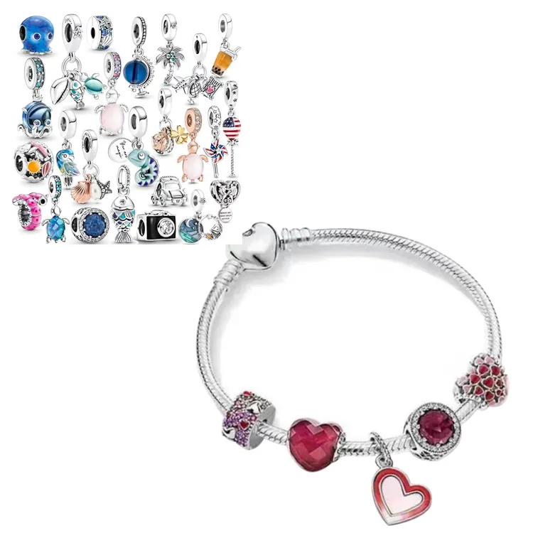Bracelets Manufacturer Custom Wholesale High Quality Fashion Valentines Jewelry Heart Silver Charms For Bracelets Bulk Designer