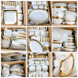 Elegant 14 Piece New <b>Bone</b> <b>China</b> <b>Dinner</b> <b>Set</b> Gold Rim Porcelain Dinnerware <b>set</b> with Color Gift Box for Wedding Bridal Gift Home - Product Image 5