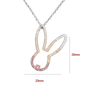 Trendy Rabbit Design Stainless Steel CZ Diamond Necklace Pendants for Women Featuring Link <b>Chain</b> Zircon Pearl Cute Animal Shape - Product Image 2