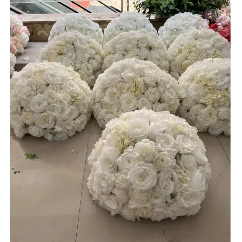 SN-A011 50cm 60cm Pink White Red Large Rose arrangement Artificial Wedding Flower Ball Centerpieces for Wedding Decoration
