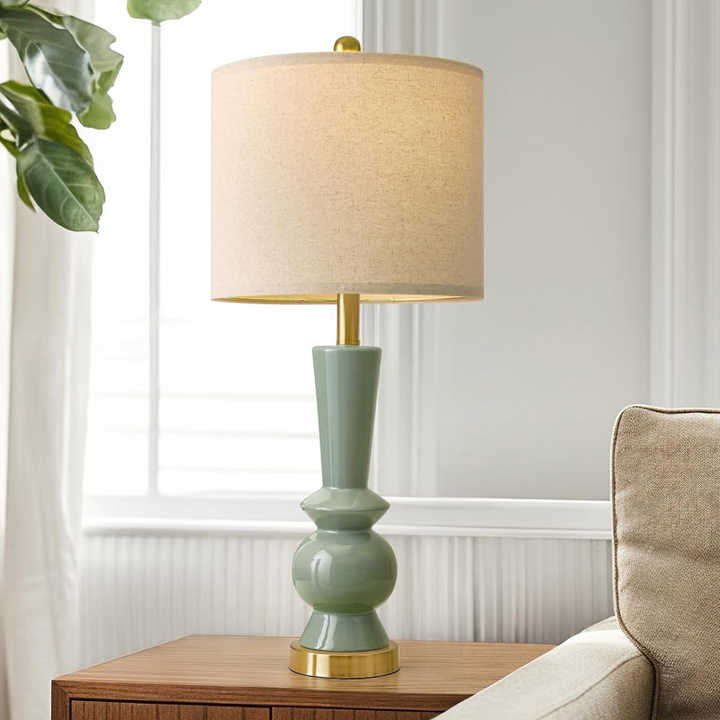 Modern Nordic Design Ceramic Desk Lamp 2-Piece Set Green Bedside Table ...