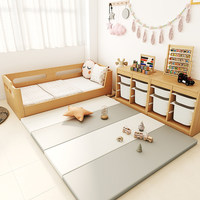 Cama Montessori baja para niños, de madera de haya, multifuncional, con barandilla, tipo plataforma, para niños y niñas, para el hogar.