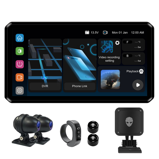 AlienRider M2S Smart Dash for Motorcycle with 77G Radar Blind Spot Detection and HD Streaming Rear View