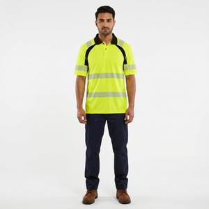 Camiseta de Manga Corta de Algodón y Poliéster con Diseño Moderno, Reflectante, Protección Solar, Transpirable, con Estampado de Seguridad para Trabajo en Carretera - Product Image 1