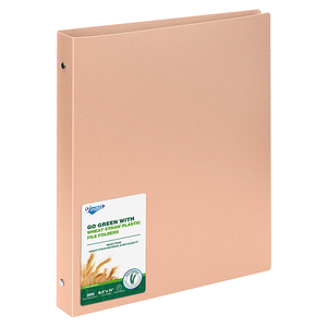 Carpeta de 3 Anillas Tamaño A4, de Paja de Trigo, Cuero PU y Cartón, con Clips Metálicos y Bolsa de PP/PVC para Uso Escolar, en Grandes Cantidades - Product Image 3