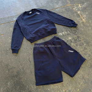 Ensemble de survêtements de créateur personnalisés, sweats décontractés, pull à col rond, chemises à manches longues et short en molleton 100% coton - Product Image 1