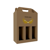 Boîte en Carton Ondulé Personnalisée pour Bouteilles de Vin (3/6 Packs), Jus, Boisson ou Café avec Poignée