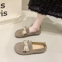 Nouvelles Chaussures Plates à Nœud Style Vintage, Dessus Mat, Doublure en Microfibre, Mocassins Urbains Paresseux à Enfiler, Semelle Extérieure Souple en Caoutchouc pour l'Automne