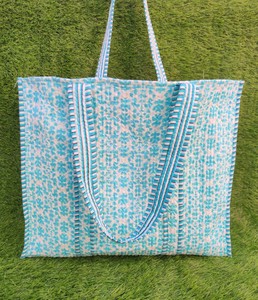 Elegant Floral Quilted Tote Bag with Two Open <b>Handles</b> Handmade Cotton for Unisex Messenger & Shopping Use - Product Image 4