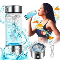 2024 vente en gros Portable 450ml en acier inoxydable Usb Pro titane verre alcalin hydrogène bouteille d'eau générateur