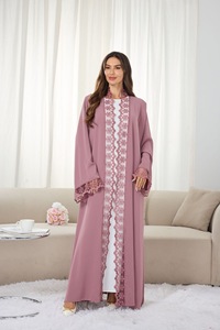Abaya Abierta con Apliques de Encaje Elegantes Personalizados Leduo, con Conjunto de Capucha a Juego, Ropa Islámica Modesta - Product Image 2