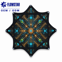 Écharpe carrée de 24 pouces en tissu de coton imprimé numérique réactif aux UV, motif Flow Star Spinning, pour parcs d'attractions, cadeau d'attraction, pour les festivals, vente en gros