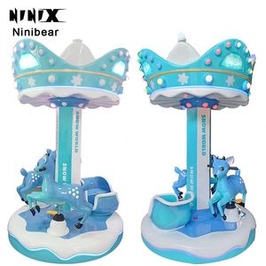 ม้าหมุนไฟเบอร์กลาสยอดนิยมสำหรับเด็ก 3 คน แบบหยอดเหรียญสำหรับสวนสนุก - Product Image 2