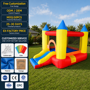 Château Gonflable en Tissu Oxford pour Fêtes d'Anniversaire Intérieures et Extérieures – <span class=keywords><strong>Petit</strong></span> Château Gonflable Rebondissant – Offre Spéciale - Product Image 1