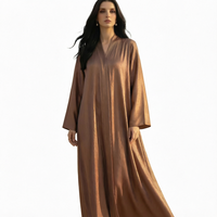 grande taille respirant Polyester modeste à manches longues Abaya dubaï 2026 élégant femmes musulmanes étage longueur col en v