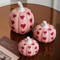 Adorable Cœur en Céramique Rose, Style Citrouille Rétro Nostalgique, Décoration Romantique pour la Saint-Valentin, Pièce d'Art pour Bureau, Mariage, Fête et Maison