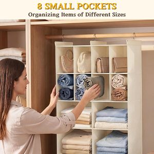 Organizador de armario colgante con 12 compartimentos de tela no tejida para ropa de dormitorio con 3 ganchos - Product Image 5