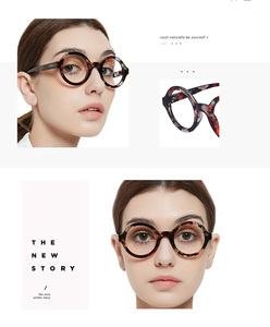 Gafas <span class=keywords><strong>de</strong></span> PC Redondas Vintage con Diseño Floral, Montura Óptica Retro con Patrón Floral Rojo para Mujer - Product Image 3